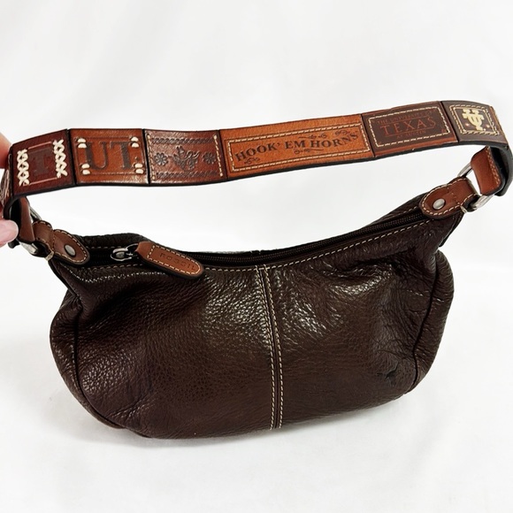 Fossil Handbags - FOSSIL University Of Texas Mini Leather Shoulder Bag Graphics On Strap EUC